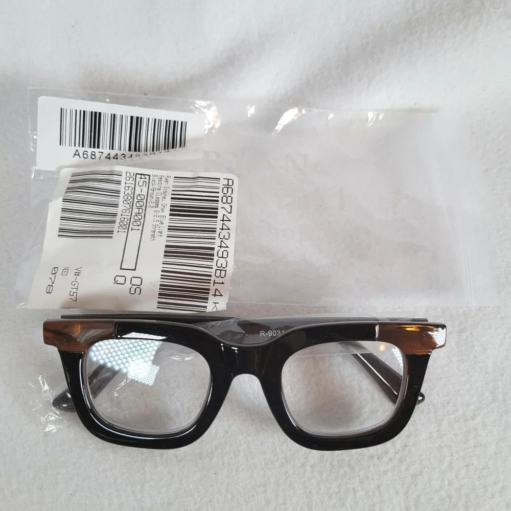 Ryan Simkhai Womens Reading Glasses Square Readers Blue Light +2.00 Onyx Black